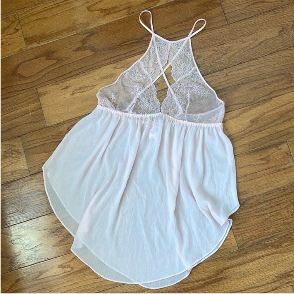 Victoria’s Secret Lace Crisscross Babydoll Lingerie Top Blush Pink